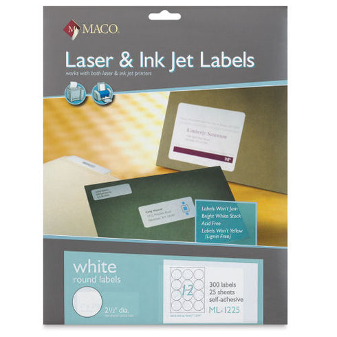 2.5" Round White Labels